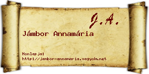 Jámbor Annamária névjegykártya